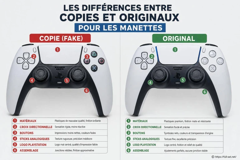 Les différences entre copies et originaux pour les manettes