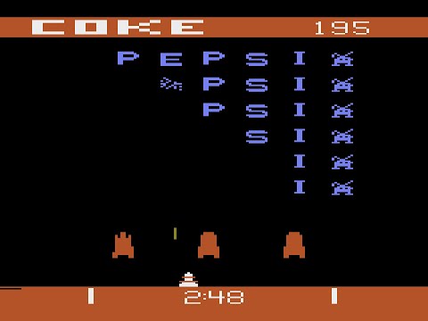 Scène de jeu de Pepsi Invaders sur Atari 2600