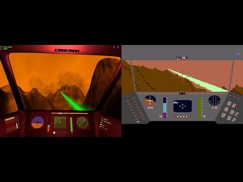 ScĂšne de jeu de Rescue on Fractalus! sur Commodore 64