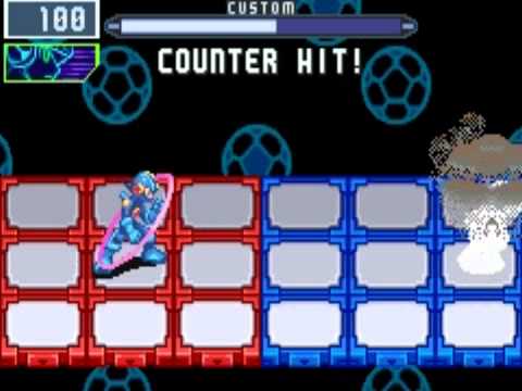 Scène de jeu de Mega Man Battle Network 5 (Team Protoman et Team Colonel) sur Game Boy Advance