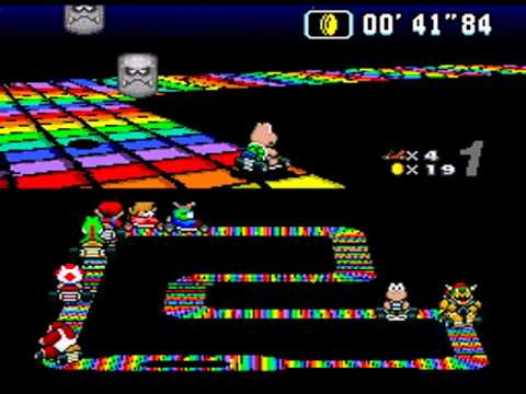 Scène de jeu de Super Mario Kart  sur Super Nintendo